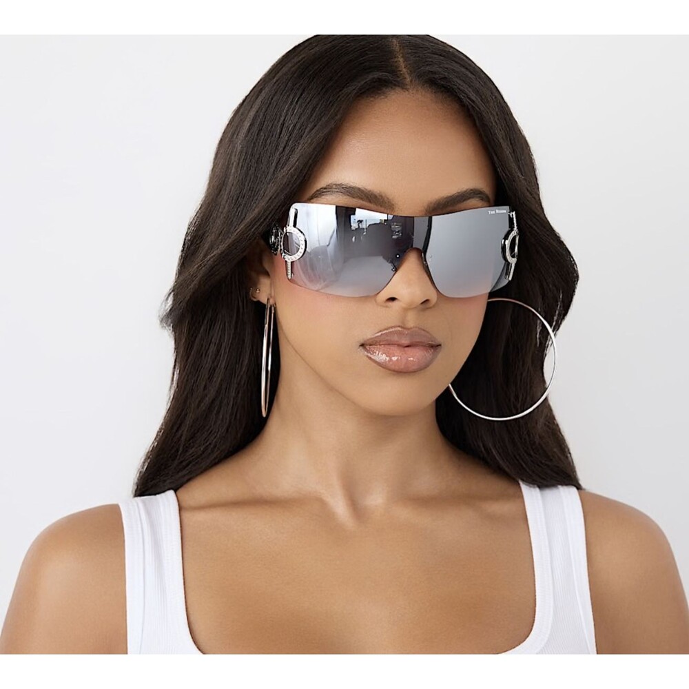 Y2K True Religion Silver Grey Shield Sunglasses